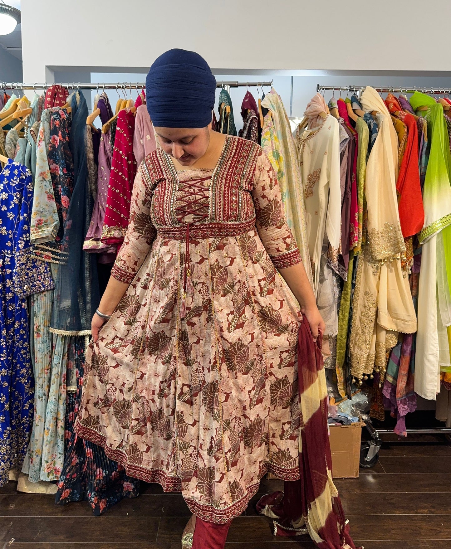 Rayon cotton anarkali suit