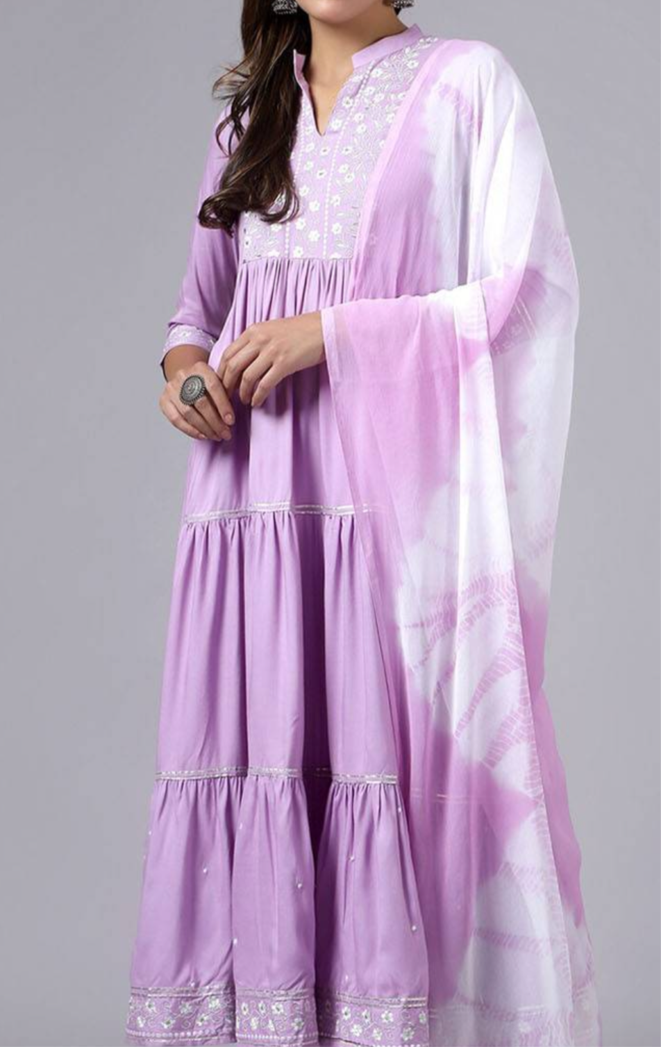 Rayon frock with duptta