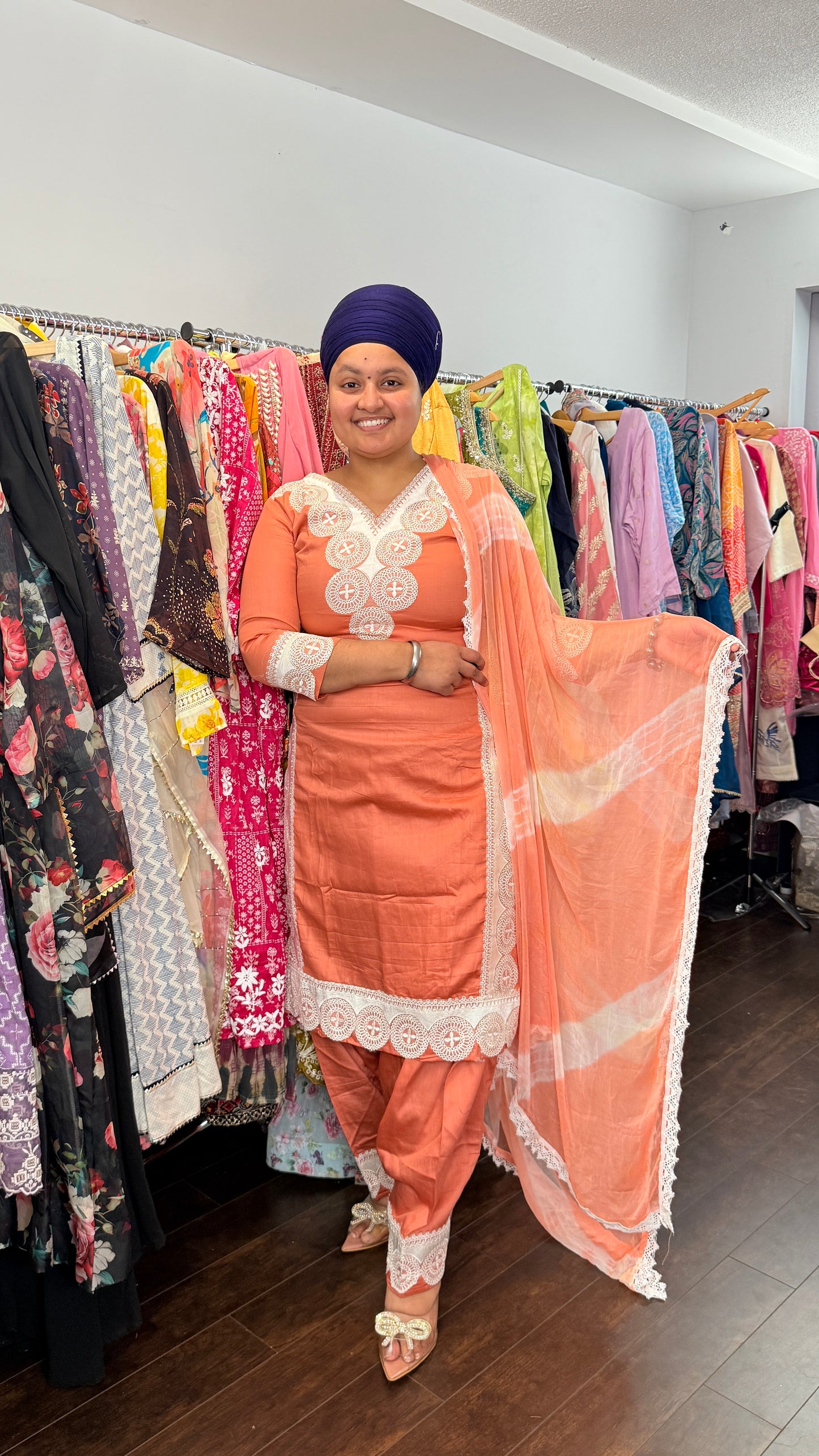 Pakistani salwar suit with lace work