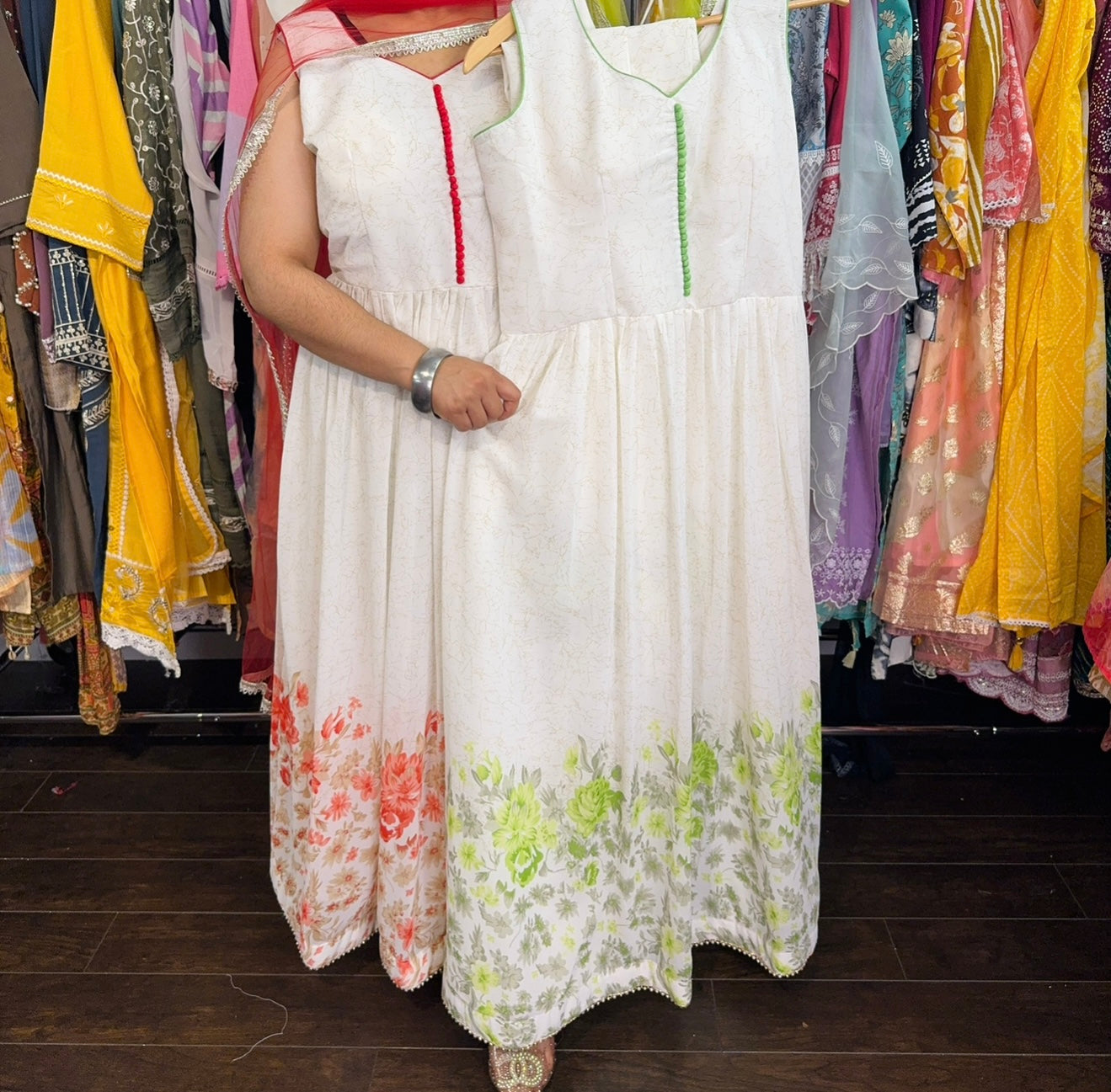 Green Georgette frock suit