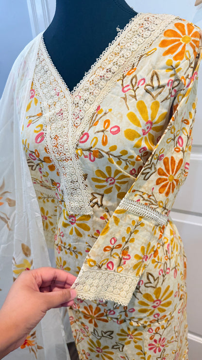 Rayon lace work suit