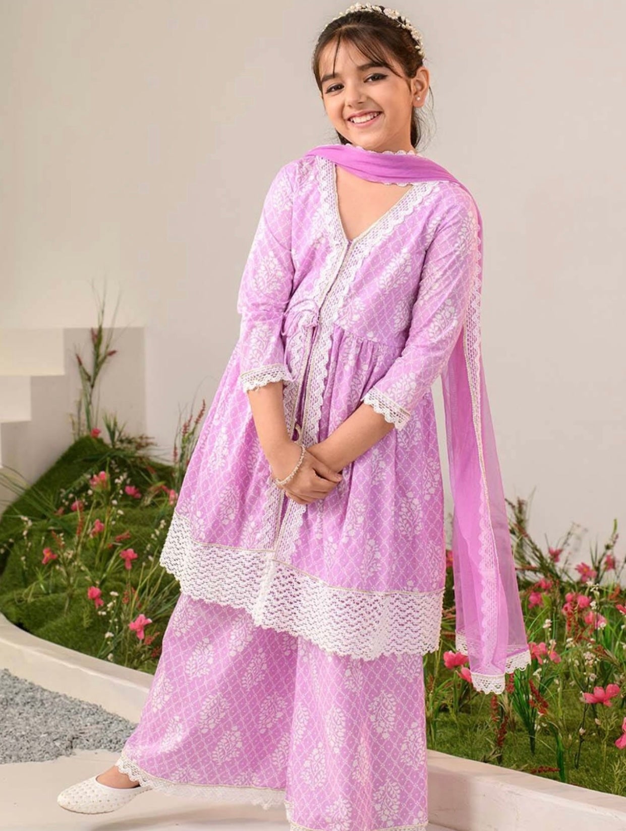 Kids pure cotton sharara suit