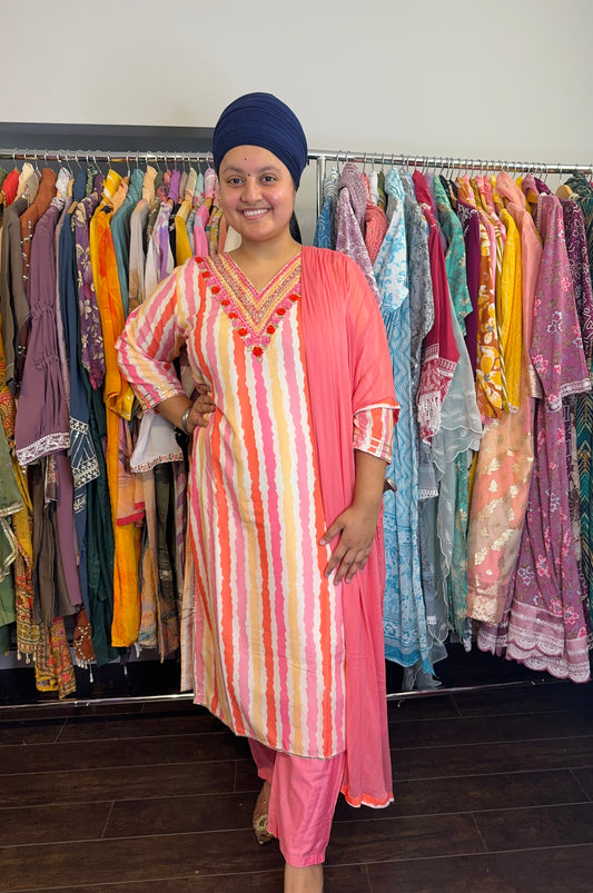 Peach colour suit