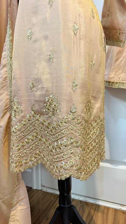 Party wear shimmer tissue garara suit