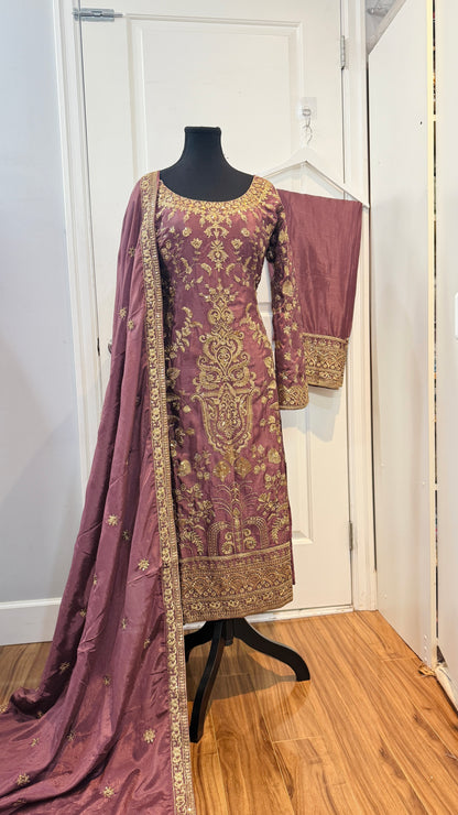 Embroidered party wear suit