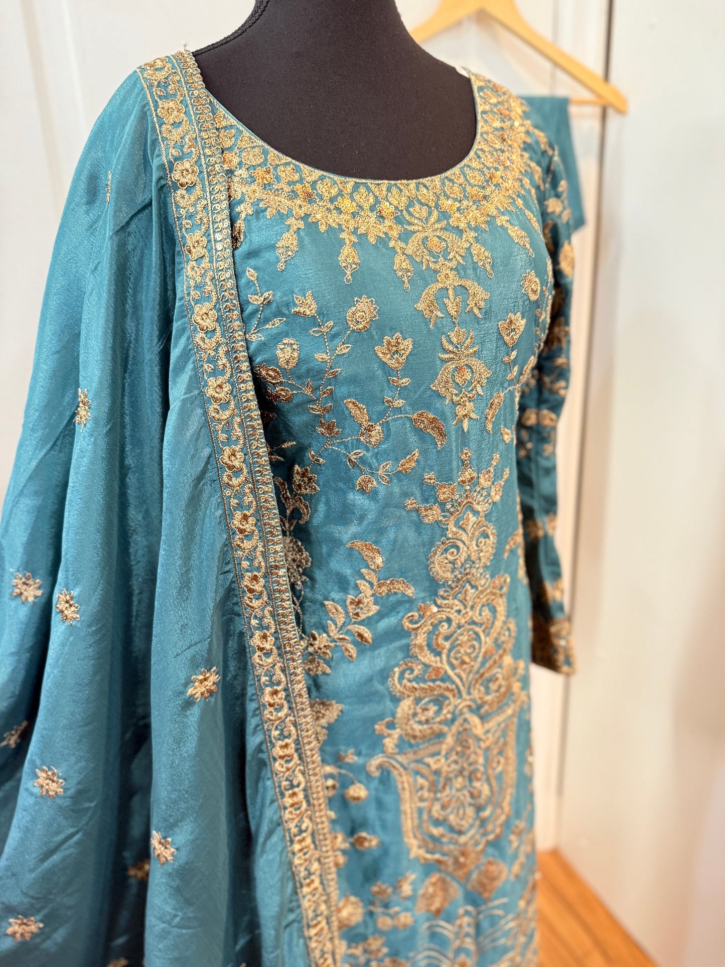 Embroidered party wear suit with pants