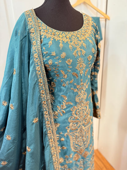 Embroidered party wear suit with pants