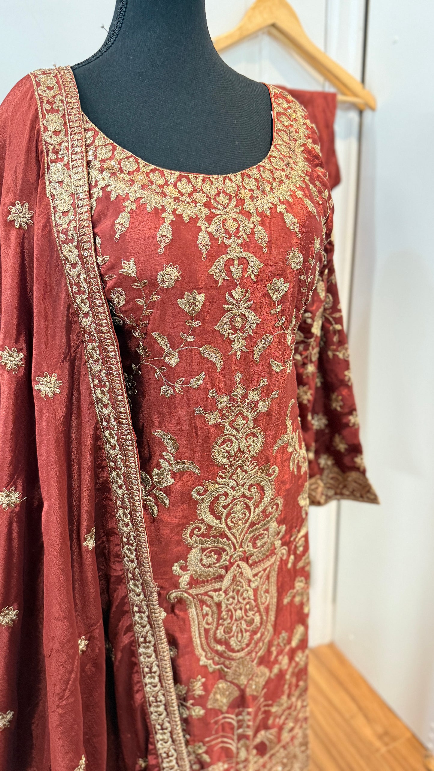 Embroidered party wear suit with pants