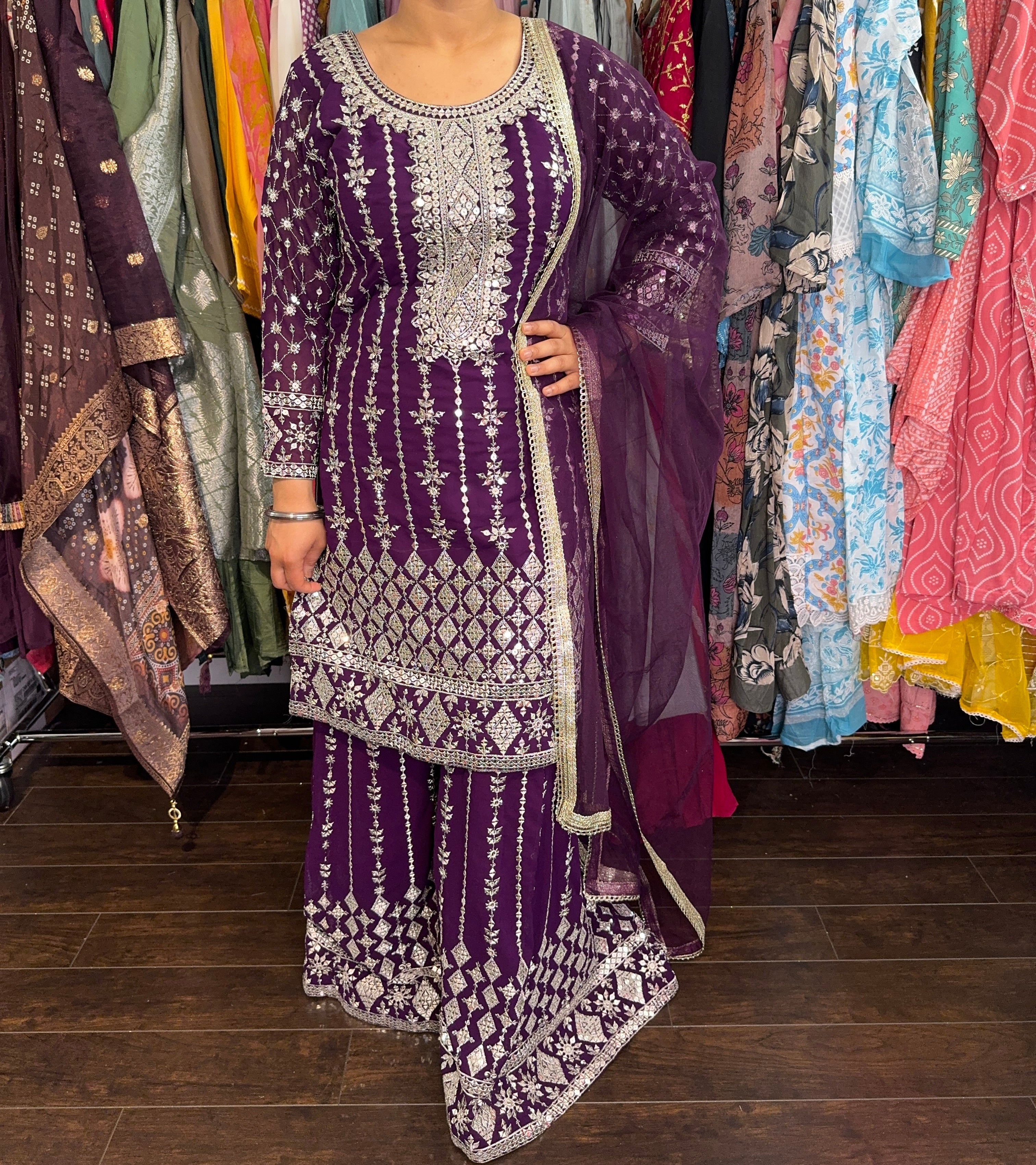 Embroidered sharara suit