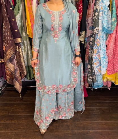 Pure chinnon party wear suit