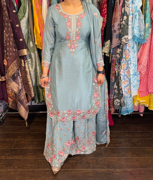 Pure chinnon party wear suit