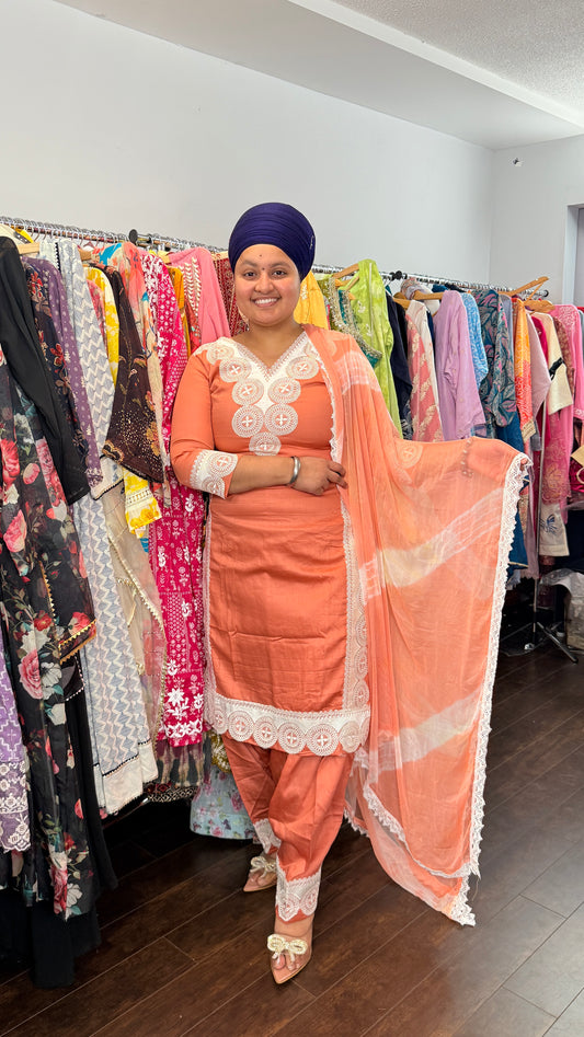 Pakistani salwar suit with lace work