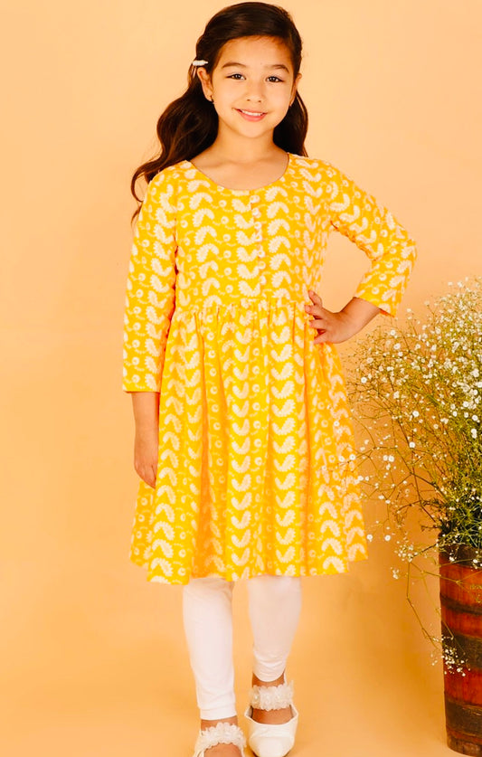 Kids pure cotton frock with leggings