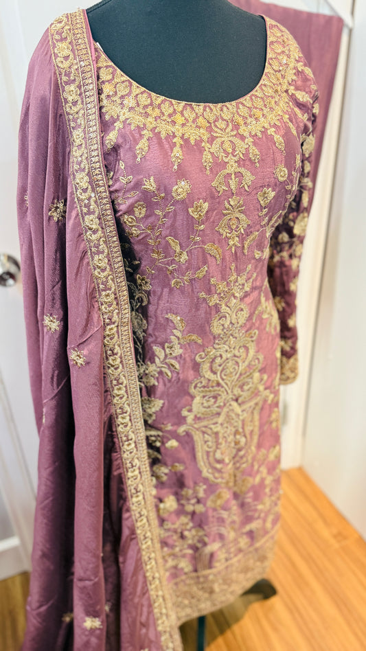 Embroidered party wear suit