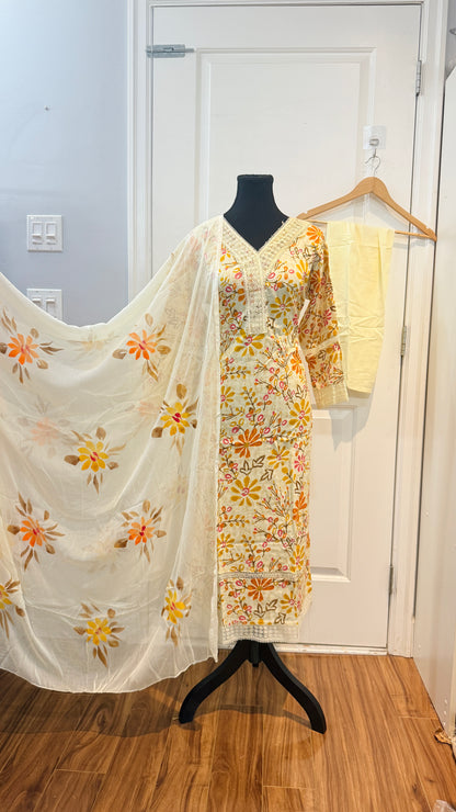 Rayon lace work suit