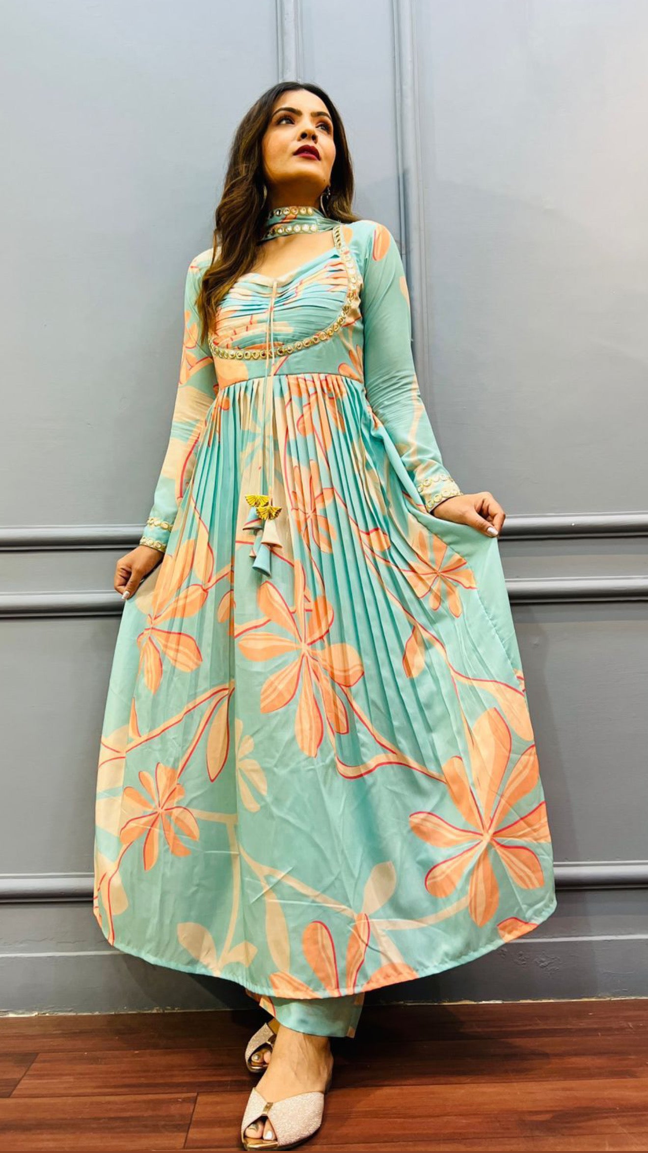 Printed frock suit
