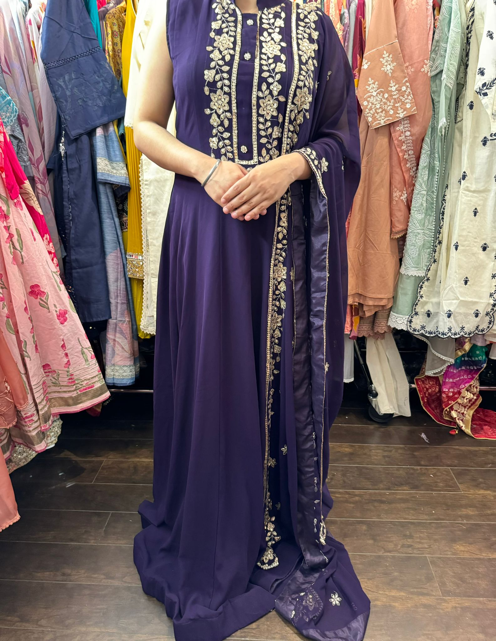 Purple anarkali Suit