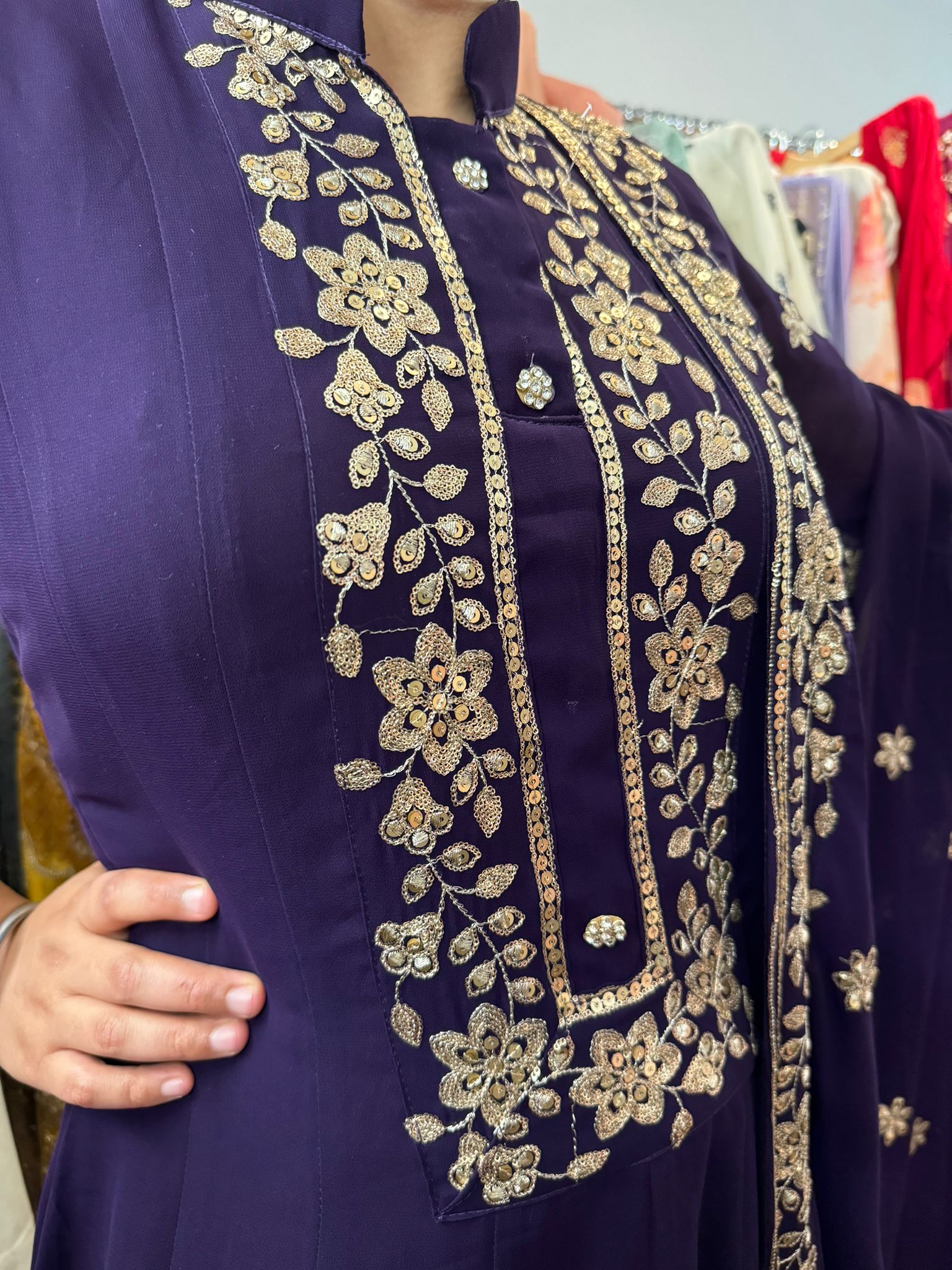 Purple anarkali Suit